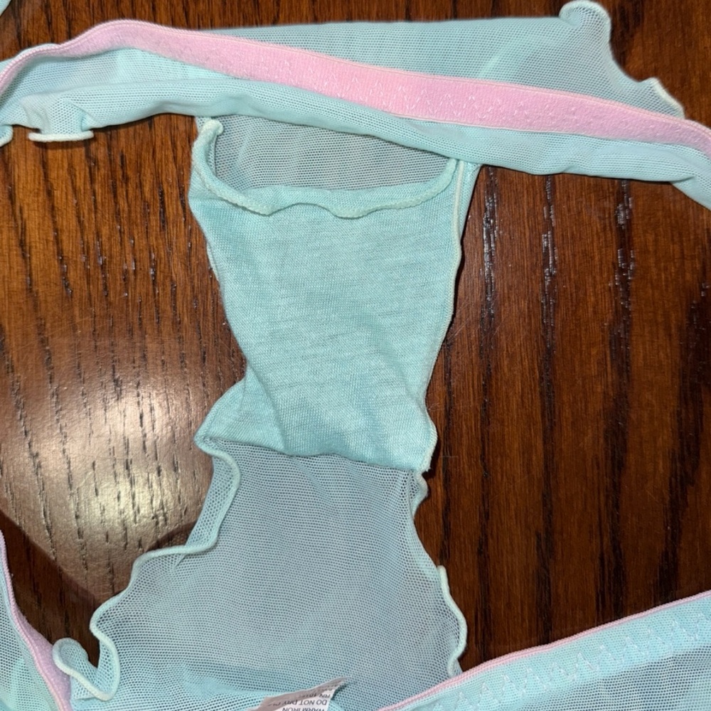 Light Blue Floral Lace Trim Camisole Set - Picture 6 of 6